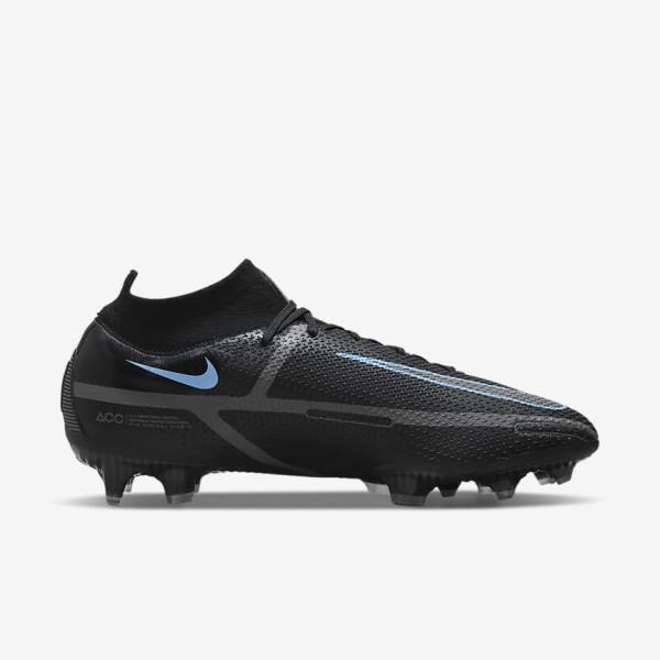 Black / Grey Nike Phantom GT2 Dynamic Fit Elite FG Firm-Ground Men's Football Shoes | NK720PZT