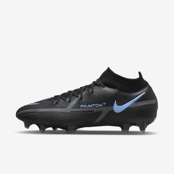 Black / Grey Nike Phantom GT2 Dynamic Fit Elite FG Firm-Ground Men\'s Football Shoes | NK720PZT