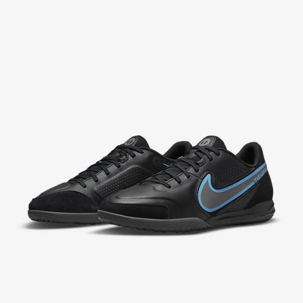 Black / Grey Nike Tiempo Legend 9 Academy IC Indoor-Court Women's Football Shoes | NK417QGU