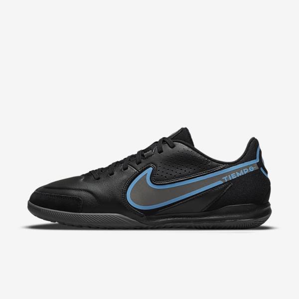 Black / Grey Nike Tiempo Legend 9 Academy IC Indoor-Court Men\'s Football Shoes | NK864QTJ