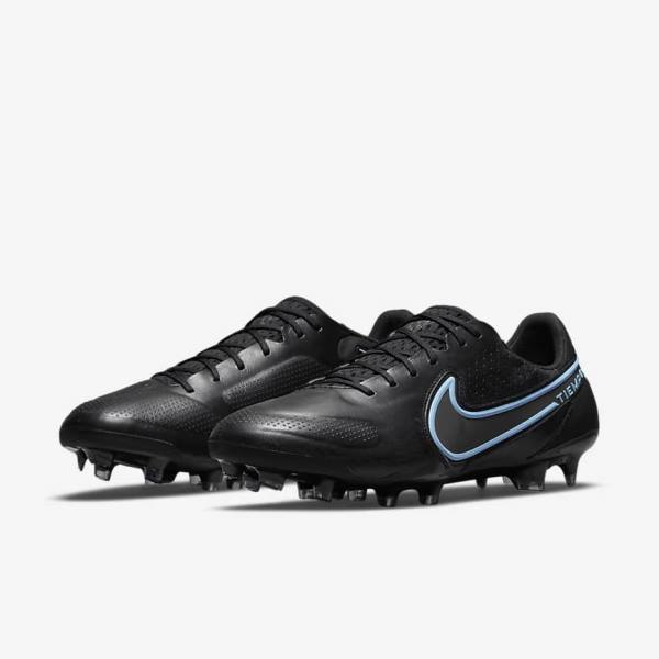 Black / Grey Nike Tiempo Legend 9 Elite FG Firm-Ground Women's Football Shoes | NK586KXO