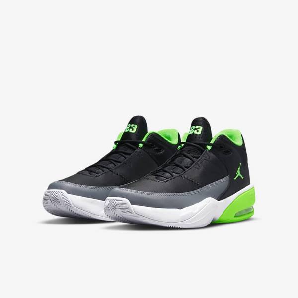 Black / Grey / White / Green Nike Jordan Max Aura 3 Older Kids' Jordan Shoes | NK312OBD