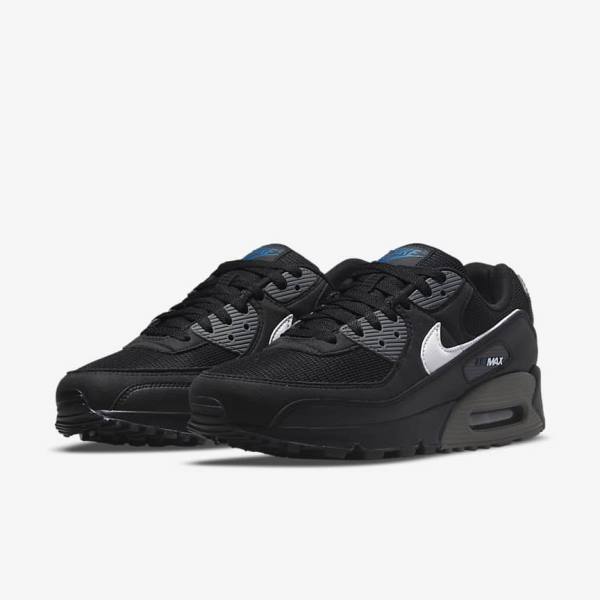 Black / Grey / White Nike Air Max 90 Men's Sneakers | NK297CHU