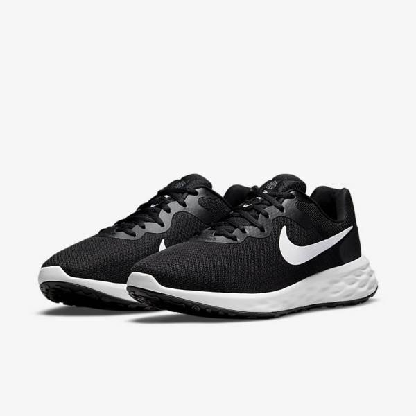 Black / Grey / White Nike Revolution 6 (Extra Wide) Men's Running Shoes | NK635ZTY