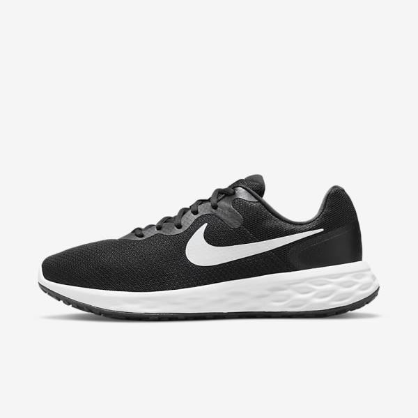 Black / Grey / White Nike Revolution 6 (Extra Wide) Men\'s Running Shoes | NK635ZTY