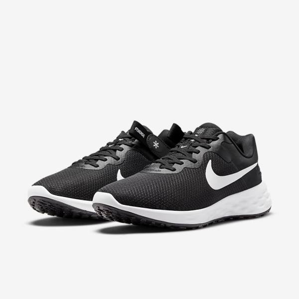 Black / Grey / White Nike Revolution 6 FlyEase Next Nature Easy On-Off Road Men's Running Shoes | NK519TKJ