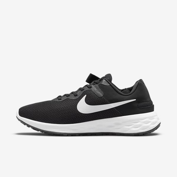 Black / Grey / White Nike Revolution 6 FlyEase Next Nature Easy On-Off Road Men\'s Running Shoes | NK519TKJ