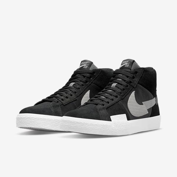 Black / Grey / White Nike SB Zoom Blazer Mid Premium Men's Sneakers | NK670ZMX