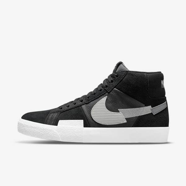 Black / Grey / White Nike SB Zoom Blazer Mid Premium Men\'s Sneakers | NK670ZMX