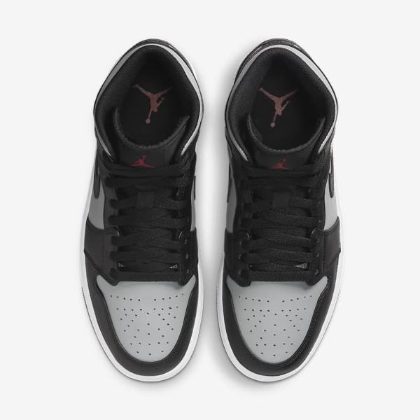 Black / Grey / White / Red Nike Air Jordan 1 Mid Men's Sneakers | NK087JTK