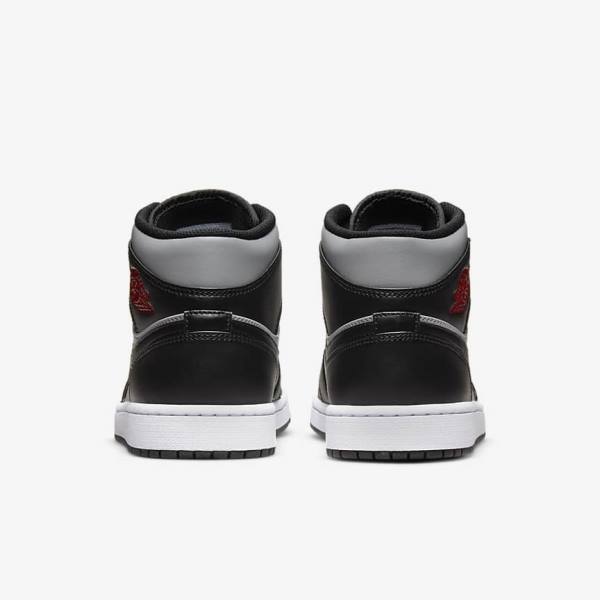 Black / Grey / White / Red Nike Air Jordan 1 Mid Men's Sneakers | NK087JTK