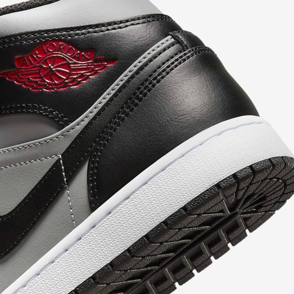 Black / Grey / White / Red Nike Air Jordan 1 Mid Men's Sneakers | NK087JTK