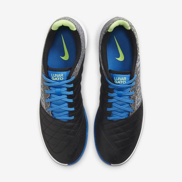 Black / Light Blue / Light Green Nike Lunar Gato II IC Indoor Court Men's Football Shoes | NK657QJD