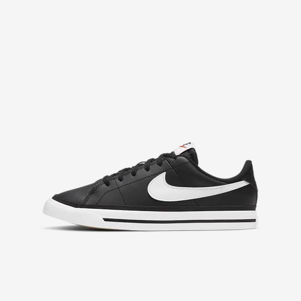 Black / Light Brown / White Nike NikeCourt Legacy Older Kids\' Sneakers | NK960TUP