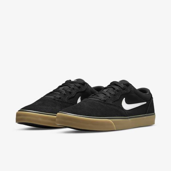 Black / Light Brown / White Nike SB Chron 2 Men's Skate Shoes | NK695WPV