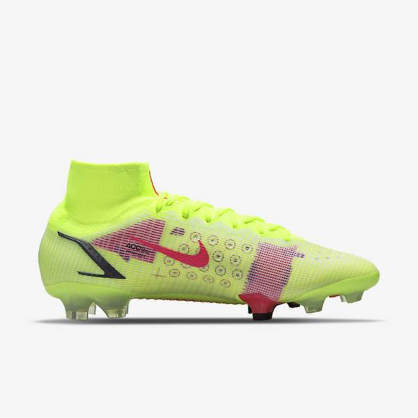 Black / Light Red Nike Mercurial Superfly 8 Elite FG Firm-Grounds Women's Football Shoes | NK864MHJ