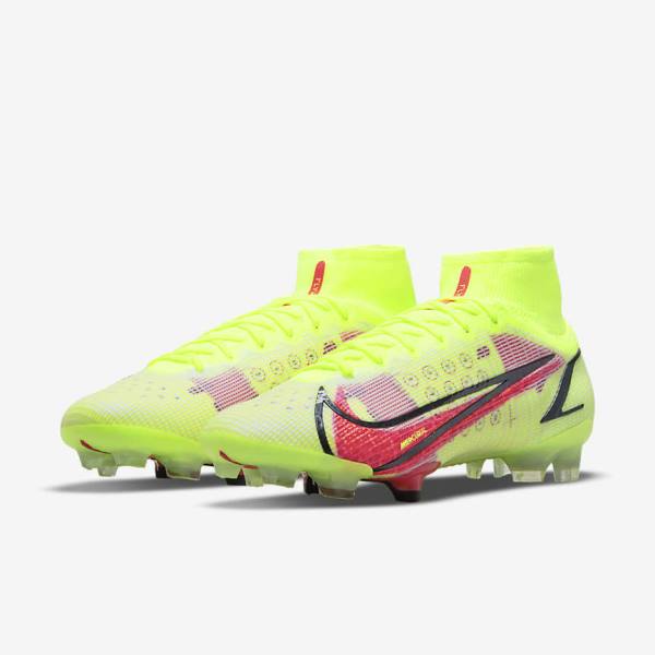 Black / Light Red Nike Mercurial Superfly 8 Elite FG Firm-Grounds Women's Football Shoes | NK864MHJ