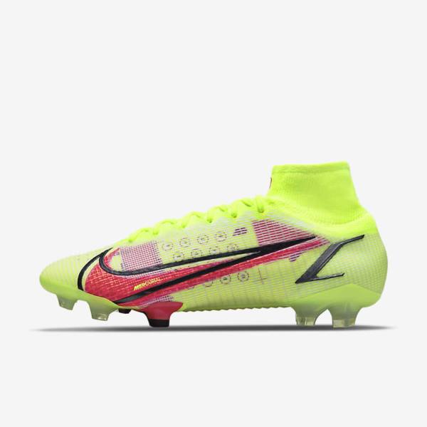 Black / Light Red Nike Mercurial Superfly 8 Elite FG Firm-Grounds Men\'s Football Shoes | NK890LCM