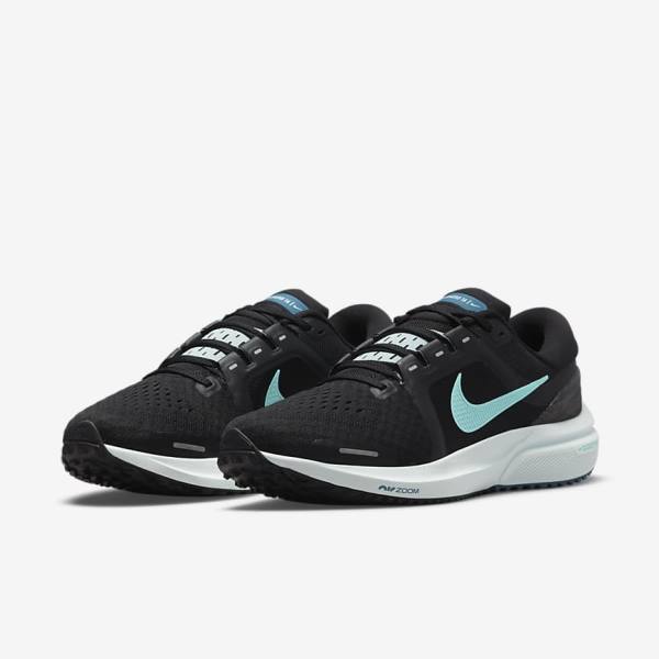 Black / Light Turquoise / Green Nike Air Zoom Vomero 16 Road Women's Running Shoes | NK241NGU