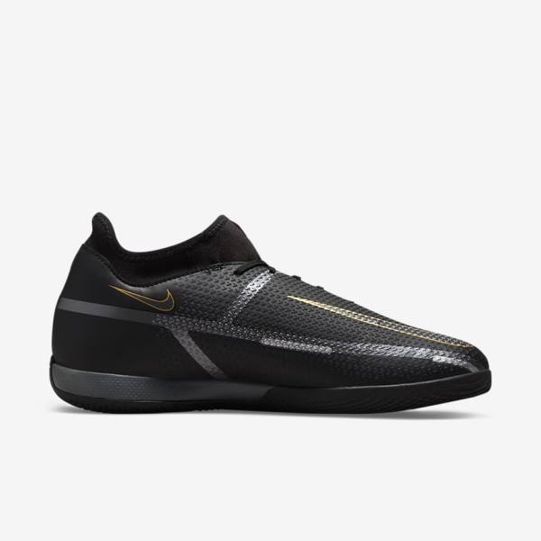 Black / Metal Gold / Dark Grey / Metal Dark Grey Nike Phantom GT2 Academy Dynamic Fit IC Indoor Court Women's Football Shoes | NK024XVK