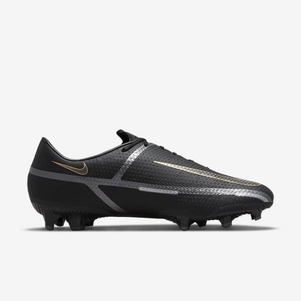 Black / Metal Gold / Dark Grey / Metal Dark Grey Nike Phantom GT2 Academy MG Multi-Ground Men's Football Shoes | NK276DIC