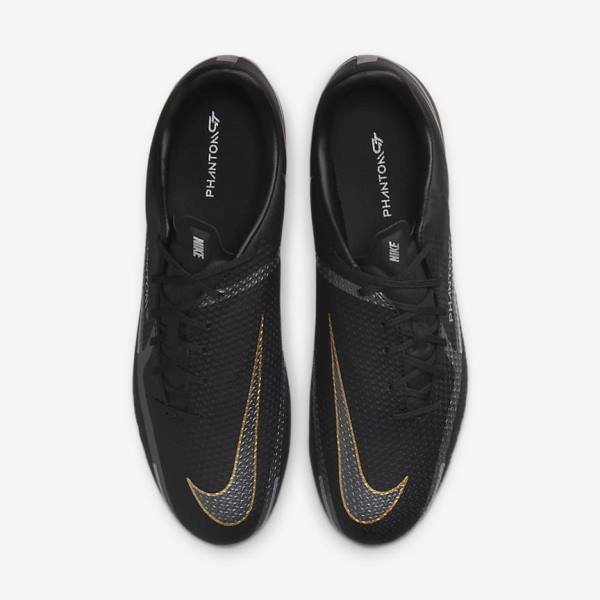 Black / Metal Gold / Dark Grey / Metal Dark Grey Nike Phantom GT2 Academy MG Multi-Ground Men's Football Shoes | NK276DIC