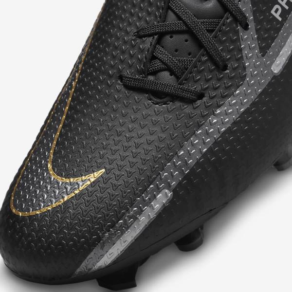 Black / Metal Gold / Dark Grey / Metal Dark Grey Nike Phantom GT2 Academy MG Multi-Ground Men's Football Shoes | NK276DIC