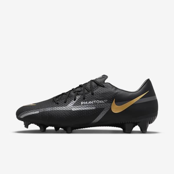 Black / Metal Gold / Dark Grey / Metal Dark Grey Nike Phantom GT2 Academy MG Multi-Ground Men\'s Football Shoes | NK276DIC