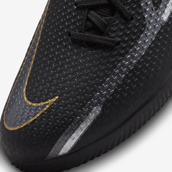 Black / Metal Gold / Dark Grey / Metal Dark Grey Nike Phantom GT2 Academy Dynamic Fit IC Indoor Court Men's Football Shoes | NK368COD