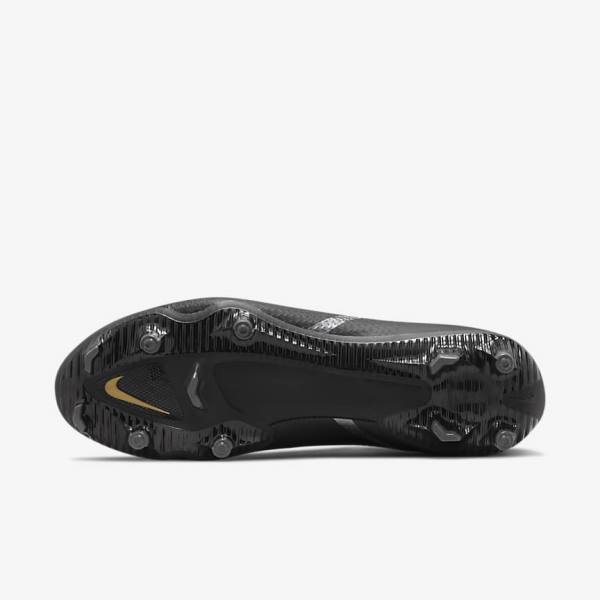 Black / Metal Gold / Dark Grey / Metal Dark Grey Nike Phantom GT2 Academy Dynamic Fit MG Multi-Ground Men's Football Shoes | NK381RHG