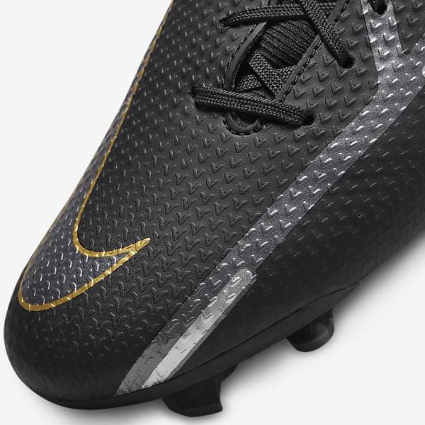 Black / Metal Gold / Dark Grey / Metal Dark Grey Nike Phantom GT2 Academy Dynamic Fit MG Multi-Ground Men's Football Shoes | NK381RHG