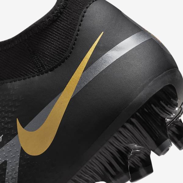 Black / Metal Gold / Dark Grey / Metal Dark Grey Nike Phantom GT2 Academy Dynamic Fit MG Multi-Ground Men's Football Shoes | NK381RHG