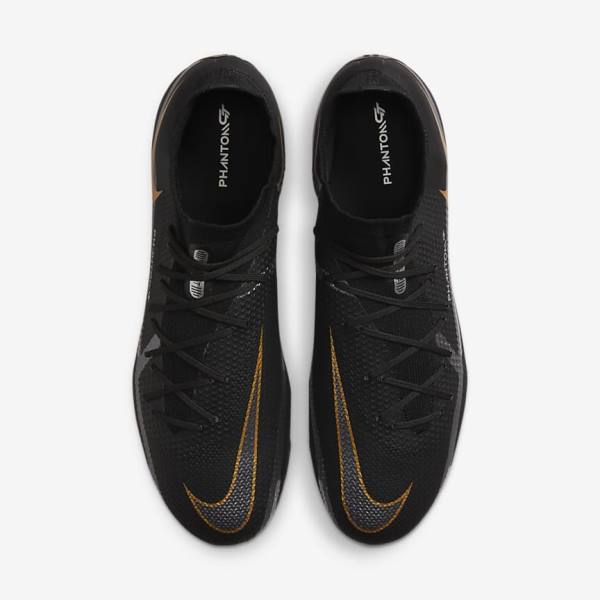 Black / Metal Gold / Metal Silver / Metal Dark Grey Nike Phantom GT2 Pro Dynamic Fit FG Firm-Ground Women's Football Shoes | NK209SMA