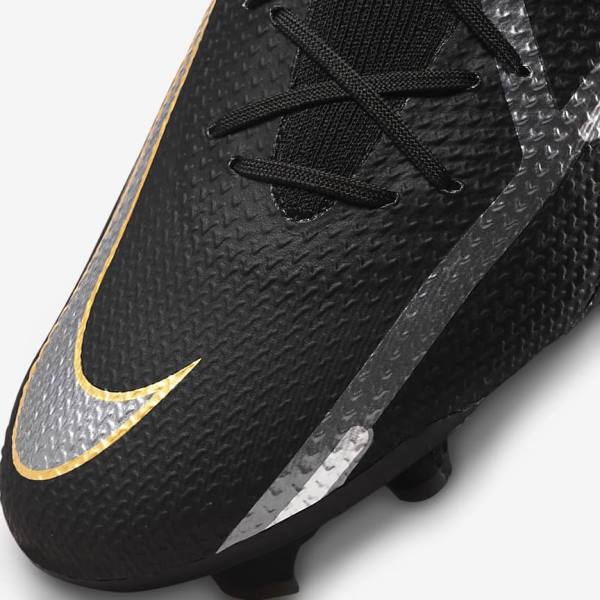 Black / Metal Gold / Metal Silver / Metal Dark Grey Nike Phantom GT2 Pro Dynamic Fit FG Firm-Ground Women's Football Shoes | NK209SMA