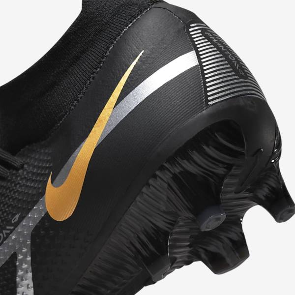 Black / Metal Gold / Metal Silver / Metal Dark Grey Nike Phantom GT2 Pro Dynamic Fit FG Firm-Ground Women's Football Shoes | NK209SMA