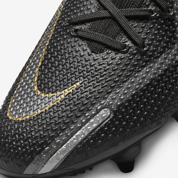 Black / Metal Gold / Metal Silver / Metal Dark Grey Nike Phantom GT2 Elite SG-Pro AC Soft-Ground Men's Football Shoes | NK845PNV