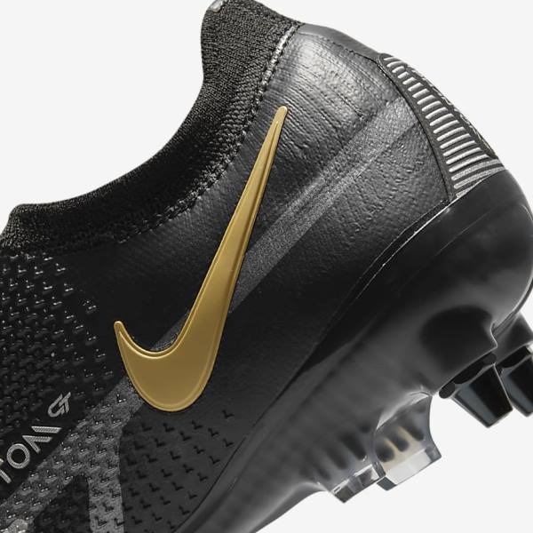 Black / Metal Gold / Metal Silver / Metal Dark Grey Nike Phantom GT2 Elite SG-Pro AC Soft-Ground Men's Football Shoes | NK845PNV