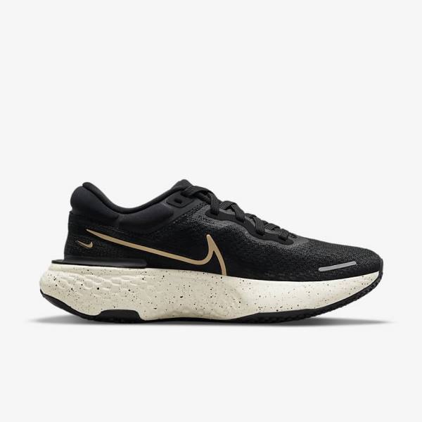 Black / Metal Gold Nike ZoomX Invincible Run Flyknit Road Women's Running Shoes | NK751DNQ