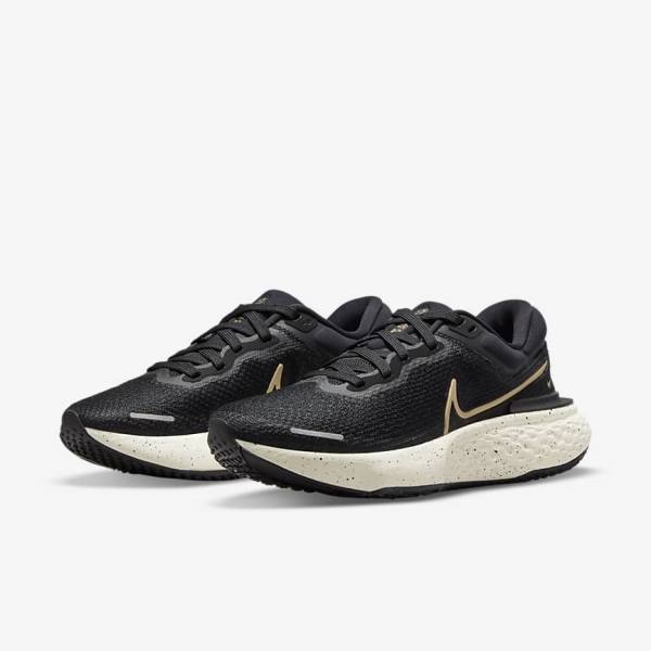 Black / Metal Gold Nike ZoomX Invincible Run Flyknit Road Women's Running Shoes | NK751DNQ