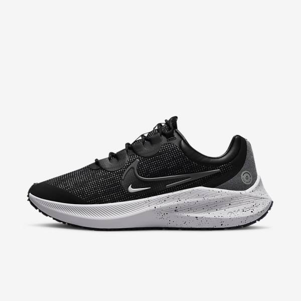 Black / Metal Silver / Blue / Grey Nike Zoom Winflo 8 Shield Weatherised Road Women\'s Running Shoes | NK709SEG