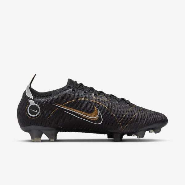 Black / Metal Silver / Grey / Metal Gold Nike Mercurial Vapor 14 Elite FG Firm-Grounds Men's Football Shoes | NK056RHN