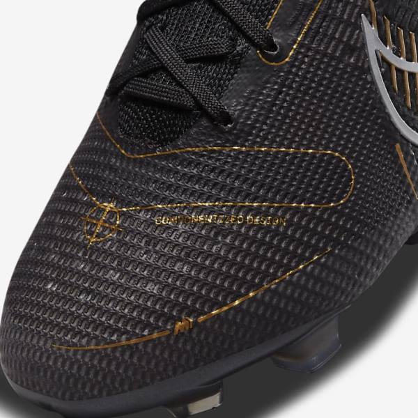 Black / Metal Silver / Grey / Metal Gold Nike Mercurial Vapor 14 Elite FG Firm-Grounds Men's Football Shoes | NK056RHN