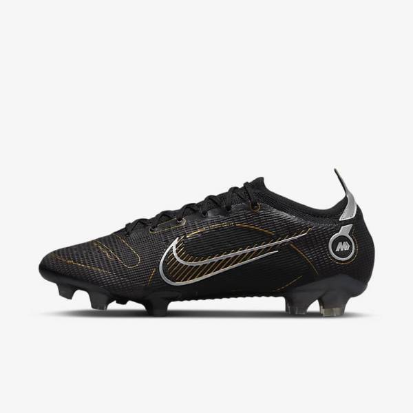 Black / Metal Silver / Grey / Metal Gold Nike Mercurial Vapor 14 Elite FG Firm-Grounds Men\'s Football Shoes | NK056RHN