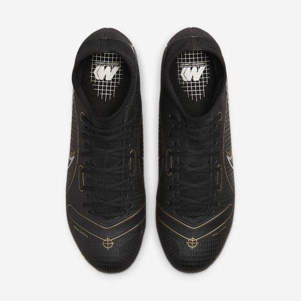 Black / Metal Silver / Grey / Metal Gold Nike Mercurial Superfly 8 Academy MG Multi-Grounds Women's Football Shoes | NK178RDE