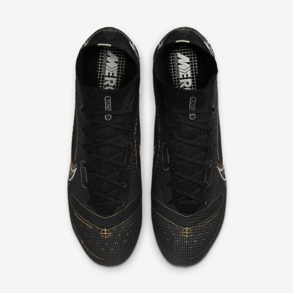 Black / Metal Silver / Grey / Metal Gold Nike Mercurial Superfly 8 Elite SG-PRO Anti-Clog Traction Soft-Ground Men's Football Shoes | NK198EDG