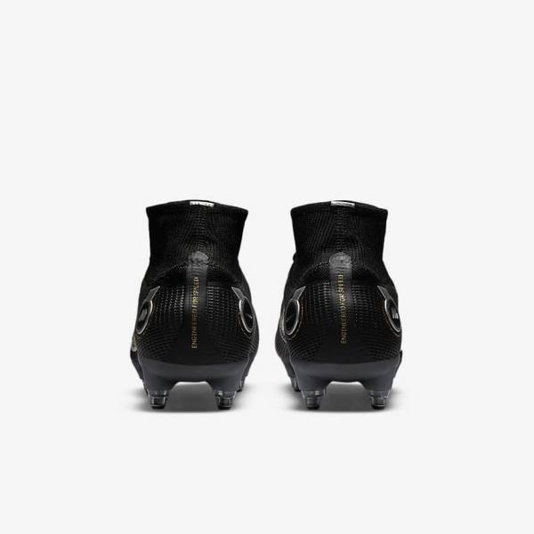 Black / Metal Silver / Grey / Metal Gold Nike Mercurial Superfly 8 Elite SG-PRO Anti-Clog Traction Soft-Ground Men's Football Shoes | NK198EDG