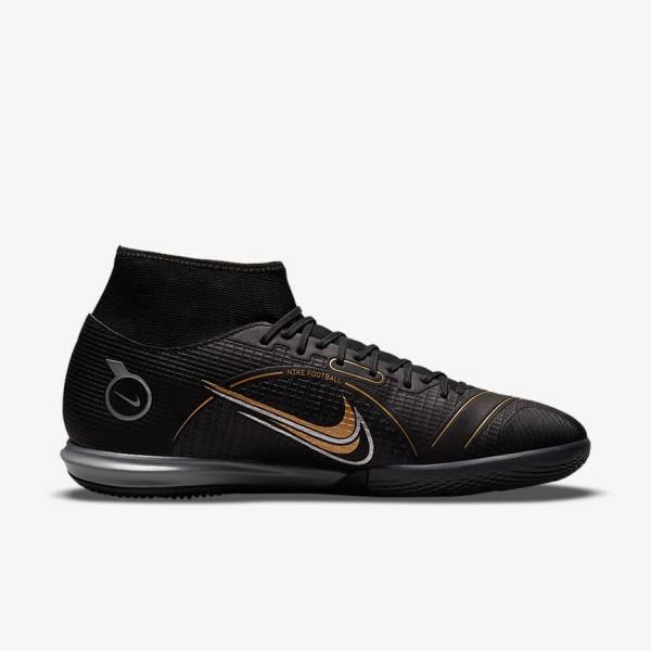 Black / Metal Silver / Grey / Metal Gold Nike Mercurial Superfly 8 Academy IC Indoor-Court Men's Football Shoes | NK280MFO