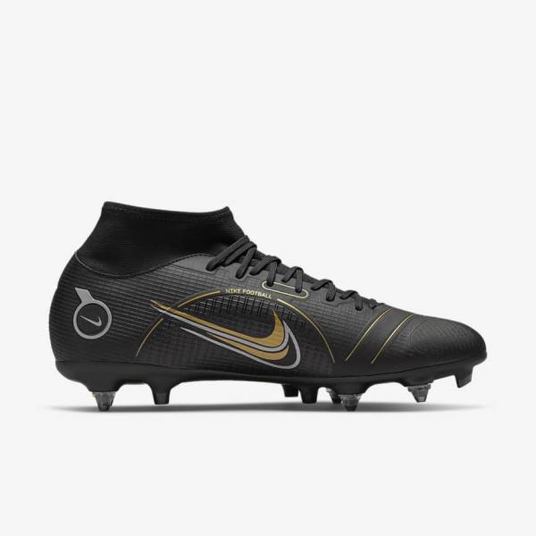 Black / Metal Silver / Grey / Metal Gold Nike Mercurial Superfly 8 Academy SG-PRO Anti-Clog Traction Soft-Grounds Women's Football Shoes | NK310COH