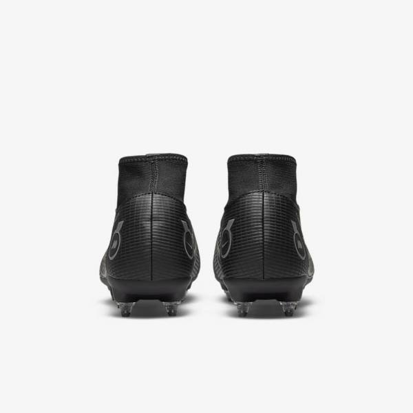 Black / Metal Silver / Grey / Metal Gold Nike Mercurial Superfly 8 Academy SG-PRO Anti-Clog Traction Soft-Grounds Women's Football Shoes | NK310COH