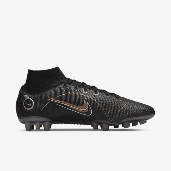 Black / Metal Silver / Grey / Metal Gold Nike Mercurial Superfly 8 Elite AG Artificial-Grasss Women's Football Shoes | NK348RKJ